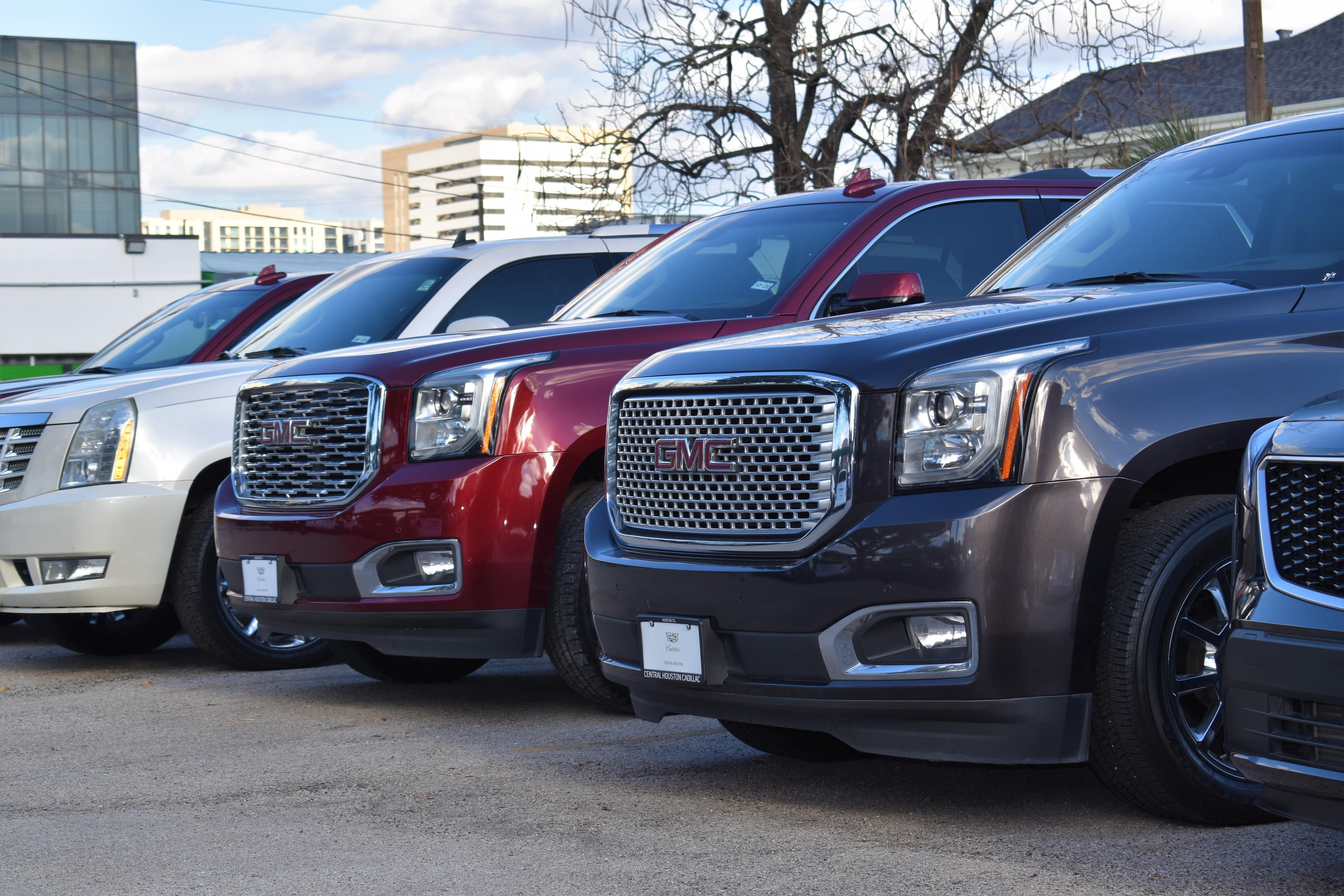 Cars parked at a dealership